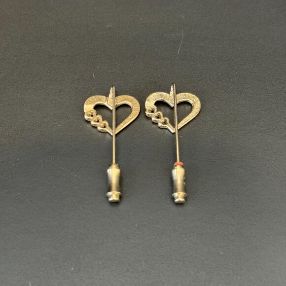 Vintage Goldtone Heart Shaped Stick Pins Set Of 2 - Elegant Retro Chic Accessori - Picture 2 of 3